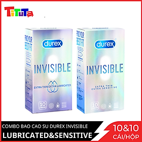 Combo Bao cao su Durex Invisible Extra Thin Extra Lubricated 10 Bao và Extra Sensitive 10 Bao