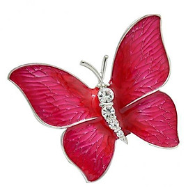 2X Fashion Women Crystal Rhinestone Rose Red Enamel Alloy Butterfly Brooch Pin