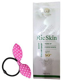 Kem Chống Nắng Ric Skin Body Cream SPF 50+, Nâng Tone, Trắng Da, Tặng Kèm Cột Tóc Tai Thỏ Màu Ngẫu Nhiên