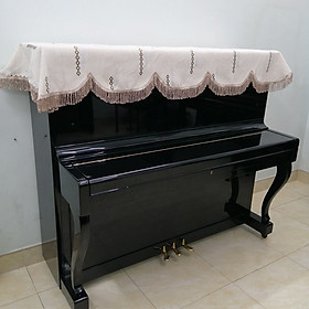 Mua KHĂN PHỦ ĐÀN PIANO CƠ CHẤT LIỆU DÀY MỀM MỊN HỌA TIẾT HÌNH THOI MÀU KEM