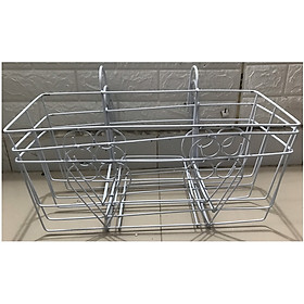 3 Giỏ Sắt Treo Chậu Hoa Ban Công Hình Chữ Nhật - Màu Trắng