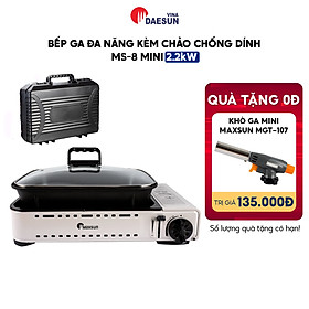 Bếp Ga Mini Maxsun MS-8 Mini - Công Suất 2200W | Nướng - Lẩu | Chảo Chống Dính | Hàng Chính Hãng