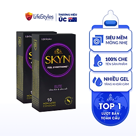 Bộ 2 Bao cao su LifeStyles SKYN Elite Non-latex siêu mỏng siêu mềm không mùi cao su 10 bao