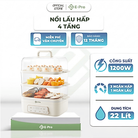 Nồi lẩu hấp 3 tầng E-PRO, dung tích 18L, công suất 1200W