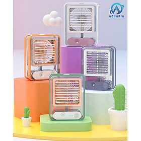 Quạt Điều Hòa Hơi Nước Mini Quạt Tích Điện Phun Sương 3 Chế Độ Kiêm Đèn Ngủ Led 7 Màu Chế độ Hẹn Giờ Thông Minh Hàng CHÍNH Hãng