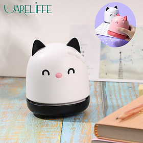 Uareliffe Portable Desktop Cleaner Mini Cute Cat Design Desk Vacuum Cleaner Handheld Keyboard Computer Cleaner For Office School Home