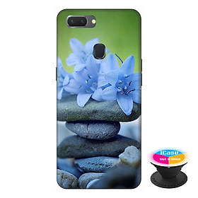 Ốp lưng điện thoại Oppo A5S hình Đá và Hoa tặng kèm giá đỡ điện thoại iCase xinh xắn - Hàng chính hãng