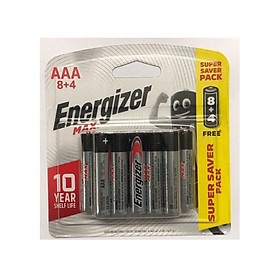 Pin Max 8 + 4 Viên Energizer E91 BP8+4 AAA (Bao bì mới)