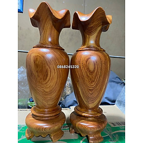 Mua Cặp lục bình( lộc bình )phong thủy cầu tài lộc bằng gỗ hương đá kt cao 40×13cm