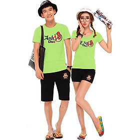 Bộ Áo Thun Đôi Nam Nữ Em Chưa 18, Anh 18 Chưa Màu Xanh Chuối
