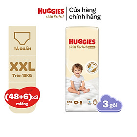 Thùng 3 gói Tã Bỉm quần Huggies Skin Perfect M L XL XXL Super Jumbo Với 2