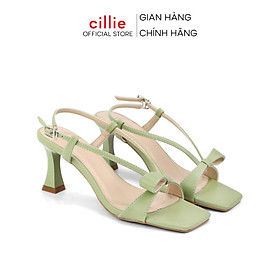 Giày Sandal Cao Gót Nữ Cillie Quai Đính Nơ Gót Cao Chắc Chắn 1183