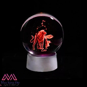 Mua Quà Tặng Sinh Nhật Tháng 8  Quả Cầu Pha Lê LEO 3D Laser Cung Sư Tử