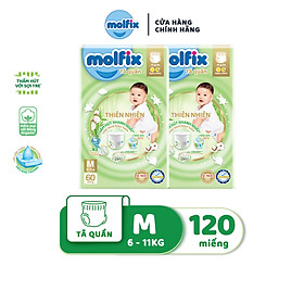 Combo 2 Tã/bỉm quần MOLFIX Thiên nhiên Super Jumbo M60/L52/XL42/XXL38