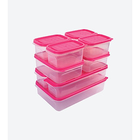 Set 9 hộp nhựa đựng thực phẩm Hàn Quốc - Set 07 - Màu Hồng