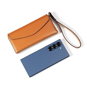 Ví da nắp nhọn cho Samsung Galaxy Z Fold6 , hiệu Khắc Tên, chất liệu da bò - Hàng chính hãng