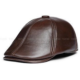 Mũ bê rê nam da bò có che tai BHY1917 Nón beret da thật, có size, vừa vòng đầu 55-60cm