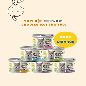 THỊT ĐÓNG HỘP CHO MÈO MỌI LỨA TUỔI - 80 Gram (Cá Ngừ/Cá Hồi/Tôm/Gà/Sò) - MEOWOW THÁI LAN