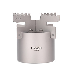 Lixada Mini Alcohol Stove Lightweight Titanium Liquid Spirit Alcohol Stove Furnace with Cross Stand Rack for Outdoor