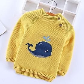 Áo len lót lông cho bé trai và gái, chất mềm mại, dày dặn, giữ ấm tốt cho bé, họa tiết cá voi xinh xắn | MA03