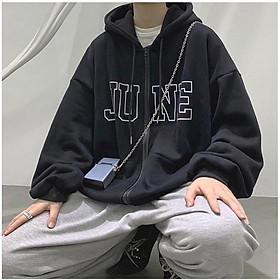 Áo Khoác Jacket Hoodie Zip Nỉ Thu Đông Nam Nữ JUNE Unisex Form Rộng