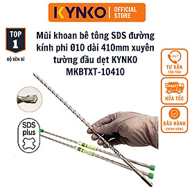 Hình ảnh Phi Ø10 dài 410MM mũi khoan bê tông SDS xuyên tường đầu dẹt KYNKO MKBTXT-10410