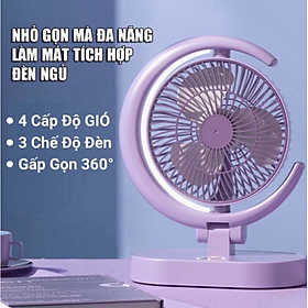 Mua Quạt Gấp Mini Thiết Kế Để Bàn  Quạt Sạc USB Quạt Tích Điện Mini 4 Cấp Độ Gió  3 Cấp Độ Đèn  Xoay Trái Phải 90°