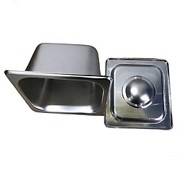 Mua Khay Inox Đựng Topping 1/6  Khay Đựng Thạch(Có Nắp)