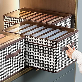 Mua HỘP ĐỰNG QUẦN ÁO CHIA 9 NGĂN MẪU KẺ CARO CÓ NẮP ĐẬY TRONG SUỐT TIỆN LỢI