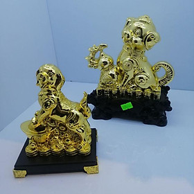TƯỢNG CHÓ XI VÀNG MANG TÀI GIỮ LỘC