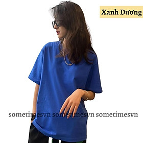 Áo thun tay lỡ nam nữ unisex trơn áo phông màu xanh dương cổ tròn vải thun co dãn TTL01 - Sometimes