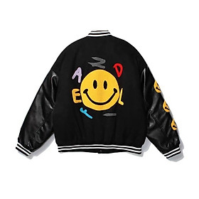 Áo Khoác Bomber Mặt cười Thêu áo lạnh áo hàn quốc