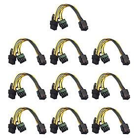 10Pieces 22cm 6Pin 8Pin Pci-E Power Cable, 6-Pin to Dual 8-Pin Yellow Plastic Riser Power Cable ,PCI Express Cable for Video Card GPU Graphics Card PC