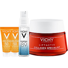 Bộ kem dưỡng giúp cải thiện dấu hiệu lão hóa, giúp nâng căng và làm da săn chắc hơn VICHY Liftactiv Collagen Specialist