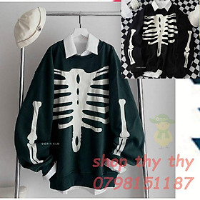 Áo sweater bộ xương the white_Mẫu Áo khoác nỉ chùm đầu form rộng giữ ấm kiểu bomber ullzang unisex nam nữ