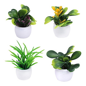 4Pcs Doll House  Potted Plants Accessories Furniture for Decoration