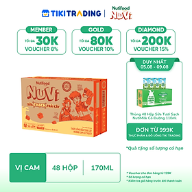 [05-09.08 QT Đơn Từ 999K] Thùng 48 hộp Sữa Chua Uống Có Thạch NuVi Vị Cam 170ml - Tăng Chiều Cao, Mắt Sáng