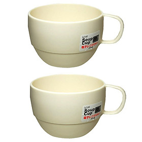 Combo 2 Cốc uống nước dáng thấp cao cấp Inomata màu trắng sữa nội địa Nhật Bản