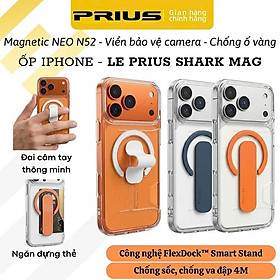 Ốp lưng PC cứng FlexDock Smart Stand đai đeo tay + ngăn đựng thẻ cho iPhone 17 Pro Max hiệu Le Prius Shark Magnetic Neo N52 - Đệm khí chống sốc, chống ố vàng, Gờ viền bảo vệ camera, thiết kế linh hoạt an toàn - Hàng chính hãng