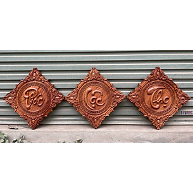 Mua Tranh treo tường khắc chữ phúc lộc thọ bằng gỗ hương đá kt mặt vuông 40×3cm