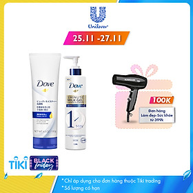 Sữa Rửa Mặt Dove Tinh Chất - Serum Cấp Ẩm 130g Tặng Kem Xả Dove Phục Hồi Hư Tổn 1 Phút Dạng Gel Sữa Dưỡng 150ml
