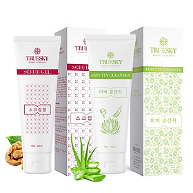 Bộ sản phẩm chăm sóc da mặt Truesky VIP16 gồm 1 sữa rửa mặt trắng da 60ml và 1 tẩy tế bào chết 60ml