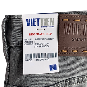 Viettien - Quần Jeans nam dài Regular fit Màu Xám 6S7021
