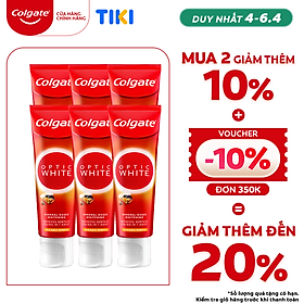 Bộ 6 kem đánh răng làm trắng sáng Colgate Optic White từ khoáng núi lửa Hàn Quốc 100g