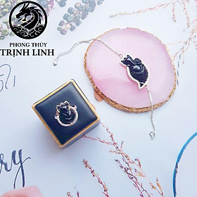 Mua LẮC BẠC CỬU VỸ HỒ LY ĐUÔI VŨ ÔM HOA ĐEN HUYỀN BÍ