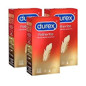 Bộ 3 Bao Cao Su Durex Fetherlite – Hộp 12 bao