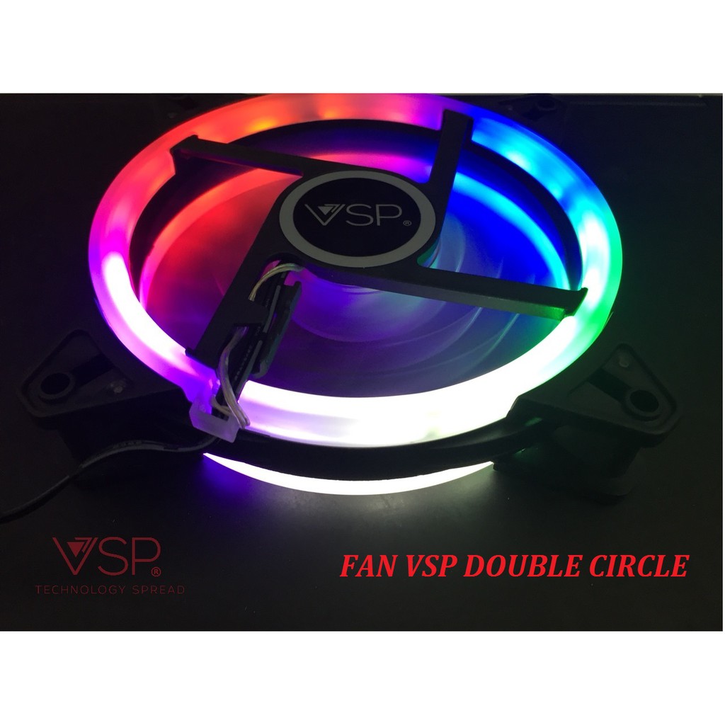 Hình ảnh Fan case  VSP 12CM Led double circle - Hàng Nhập Khẩu