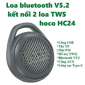 Loa bluetooth V5.2 hỗ trợ TWS kết nối 2 loa cho điện thoại laptop hoco HC24 _ Hàng chính hãng