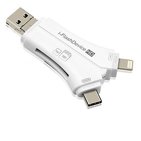4 in 1 iPhone/Micro usb/USB Type-c/USB SD Card Reader for iPhone iPad Mac & Android, SD & Micro SD, PC