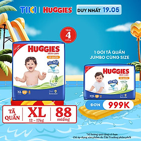 Tã/bỉm quần Huggies Skin Care Mega Jumbo XL84+4…